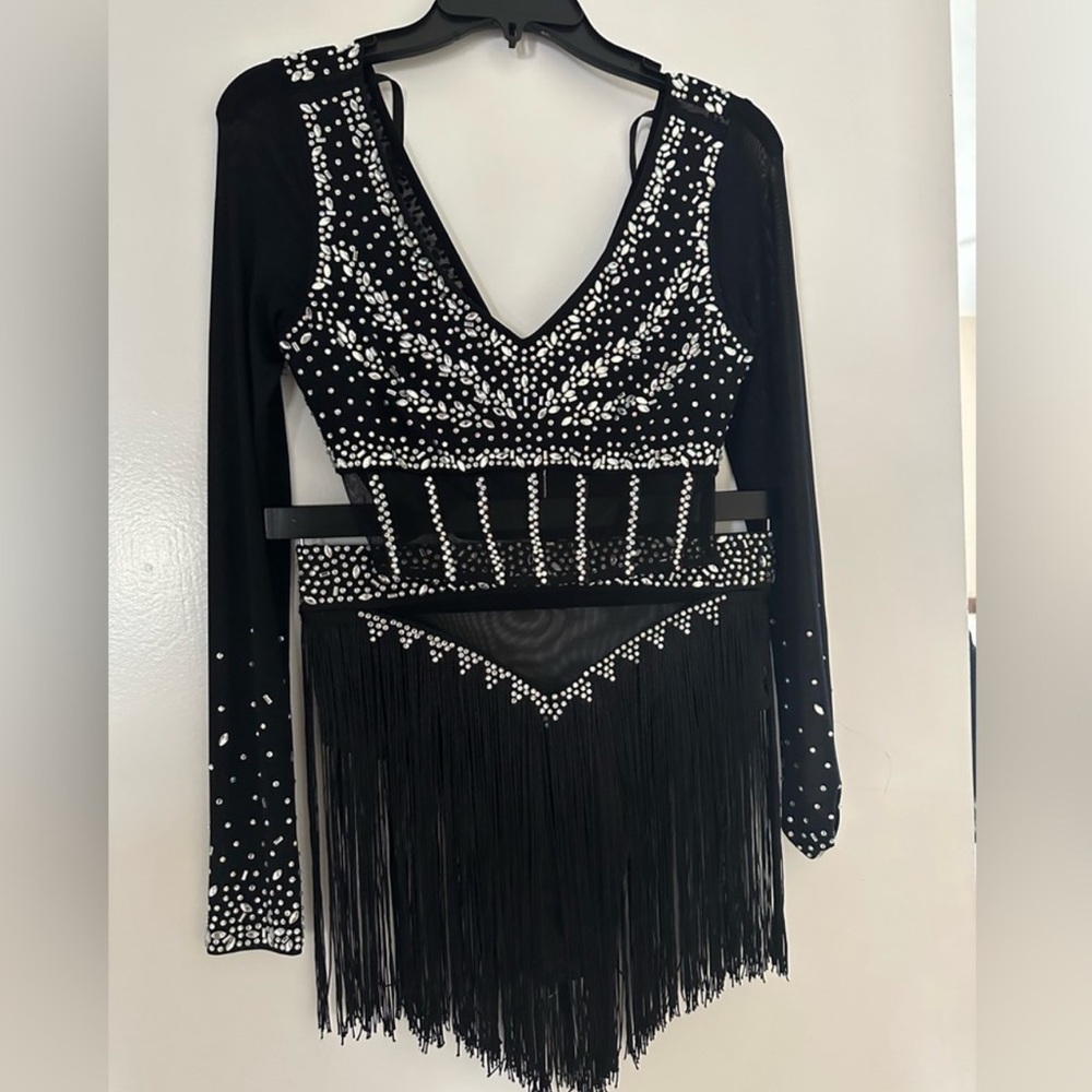 Banjul Black Jewel Fringe Two Piece Skirt Set